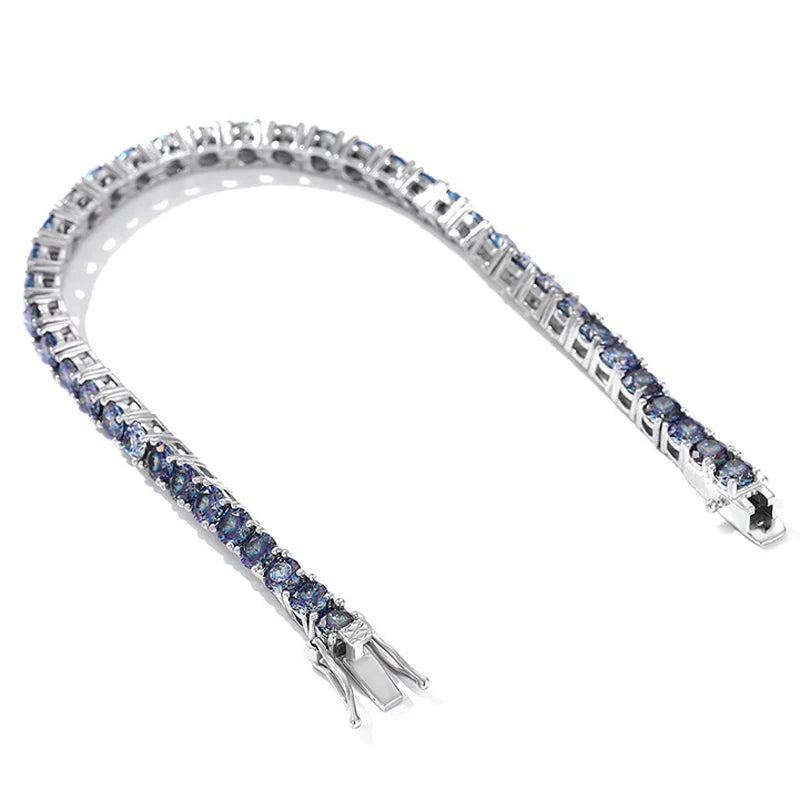 NKHOG 3/4/5/6.5mm Colorful Blue Moissanite Tennis Bracelet 925 Sterling Silver Women 18K Gold Plated Party Gift Fine Jewelry GRA