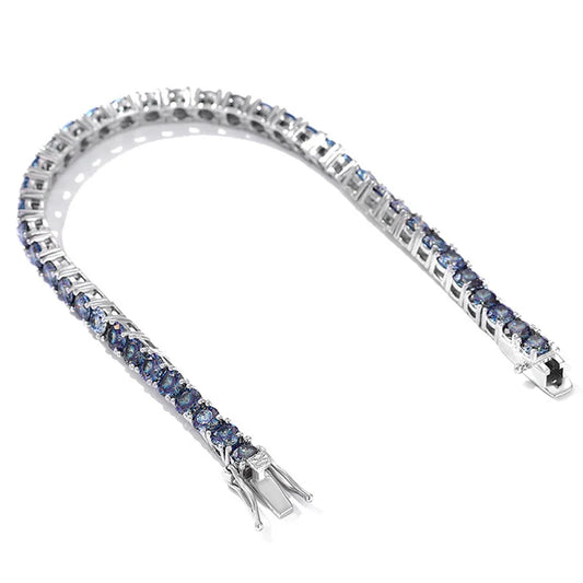 NKHOG 3/4/5/6.5mm Colorful Blue Moissanite Tennis Bracelet 925 Sterling Silver Women 18K Gold Plated Party Gift Fine Jewelry GRA