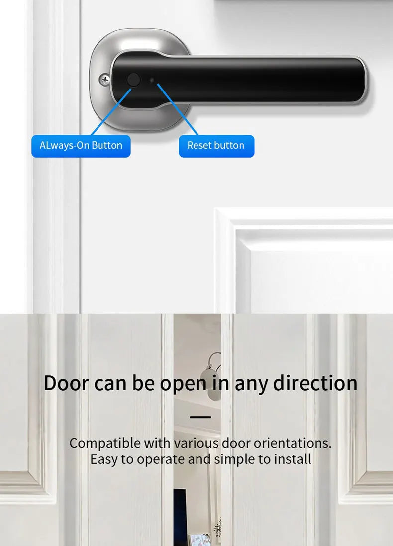 Smart Lock, Suitable for Use in Bedrooms, Garages, Hotels, and Living Rooms, Etc. - A Smart Fingerprint Password Lock