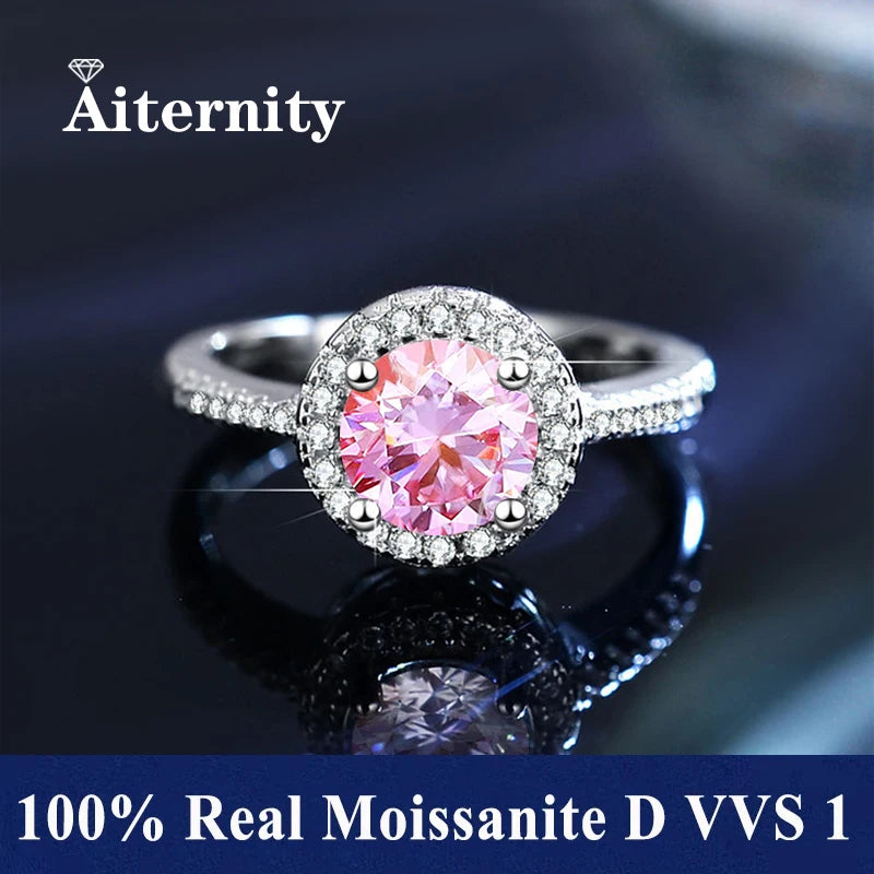 100% Real Moissanite Ring Adjustable Size S925 Sliver D VVS1 Pass Diamond Test Pen GRA Certificate 18K Plating Rings for Women