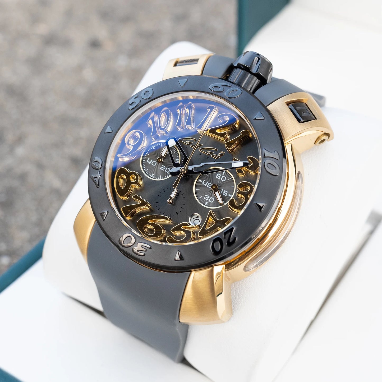 Gaga Men's Rose Gold Automatic Watch - Big Dial Waterproof Sport Clock with Comfortable Rubber Band And Big Numerals Design