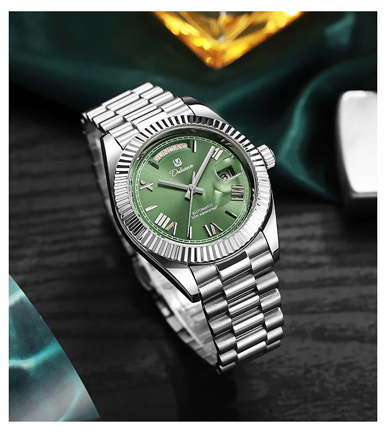 Dulunwe Datejusts Mechanical  Movement Watches For Men Automatic Mechanical Watches Calendar Waterproof Men Watch