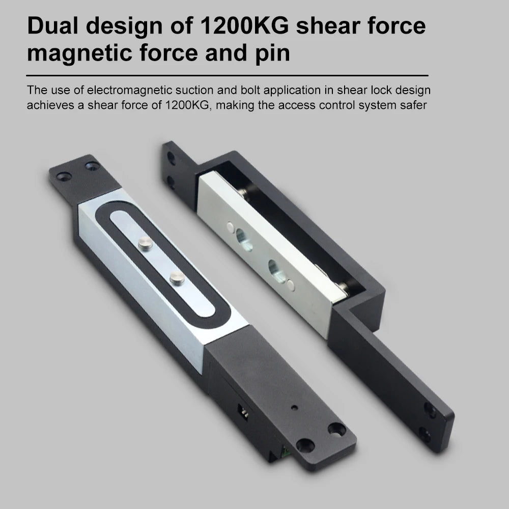 12/24V Magnetic Shear Lock 1200Kg Smart Electric Lock Door Access Control System NO NC COM Door Contact Signal Output Time Delay