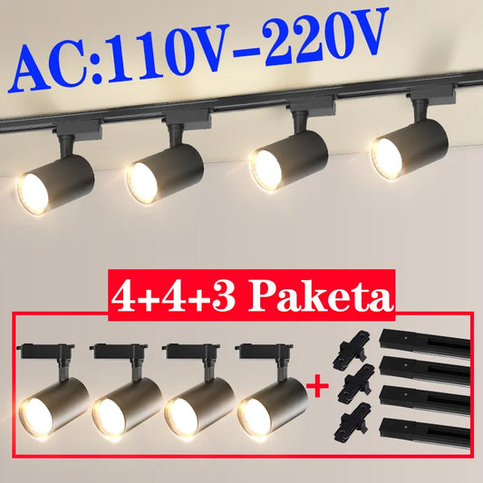 Full Set Led Track Light Fixture Rail 110-220V COB Ceiling Track Lamp 20/40W Spot Lighting For Clothing Shop Living Room Home