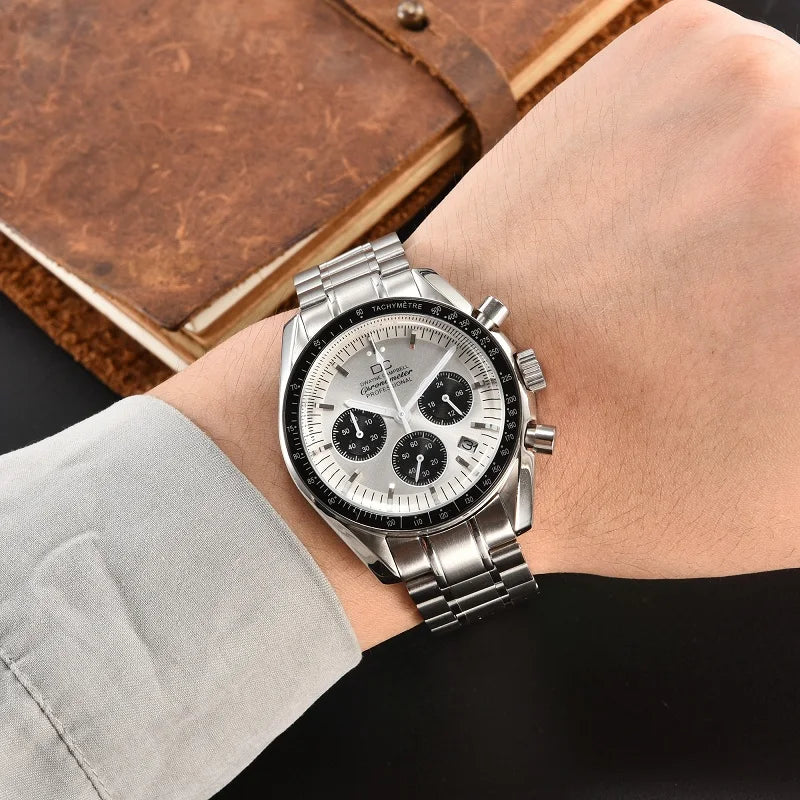 For VK63 Customized Logo Watch 40mm Waterproof Chronograph Men Moon Quartz Watches Modified By Speed Master Custom Wristwatches