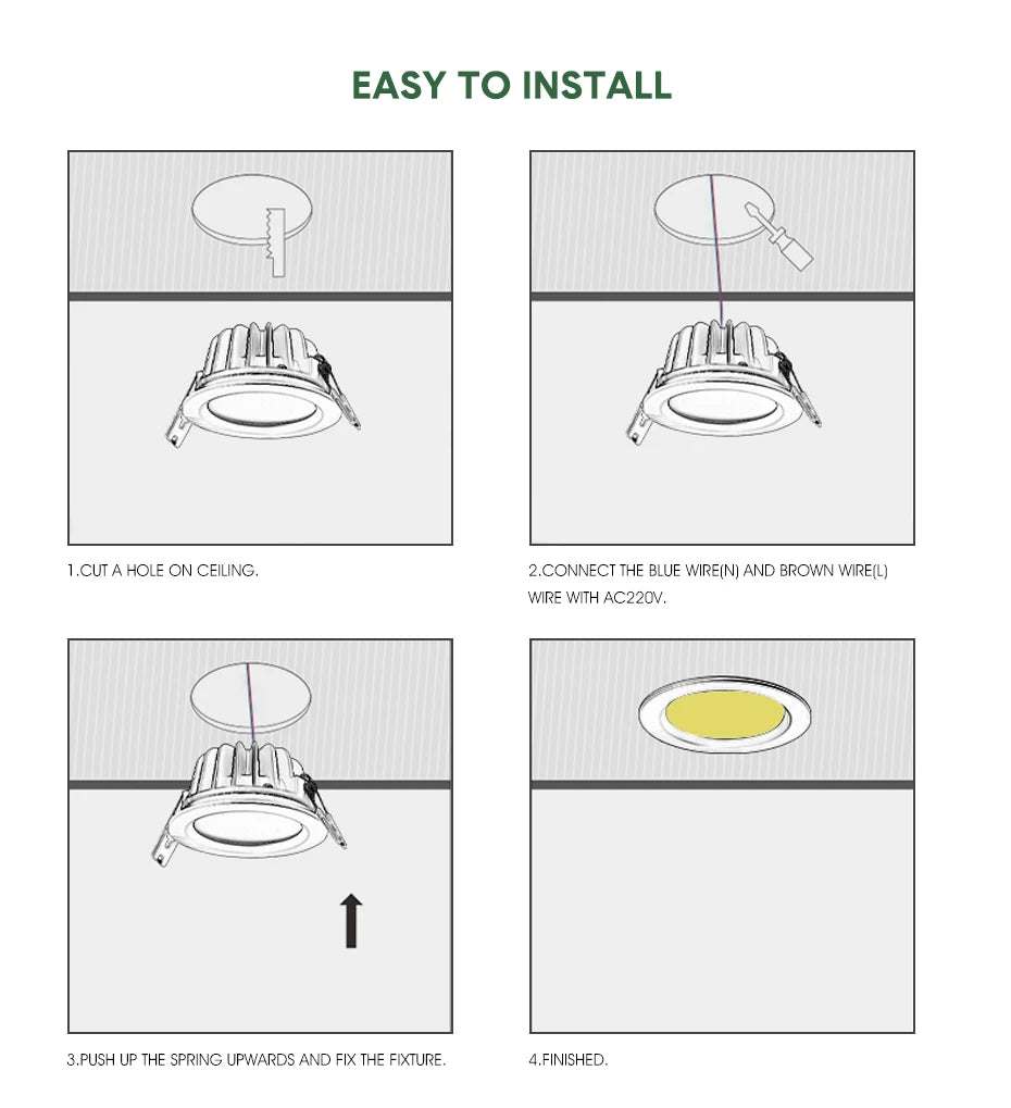 Waterproof LED Ceiling Lamp 7W 15W LED Recessed Ceiling Lights for Bathroom Spot Light Led Spotlight Fixture Kitchen Panel Light