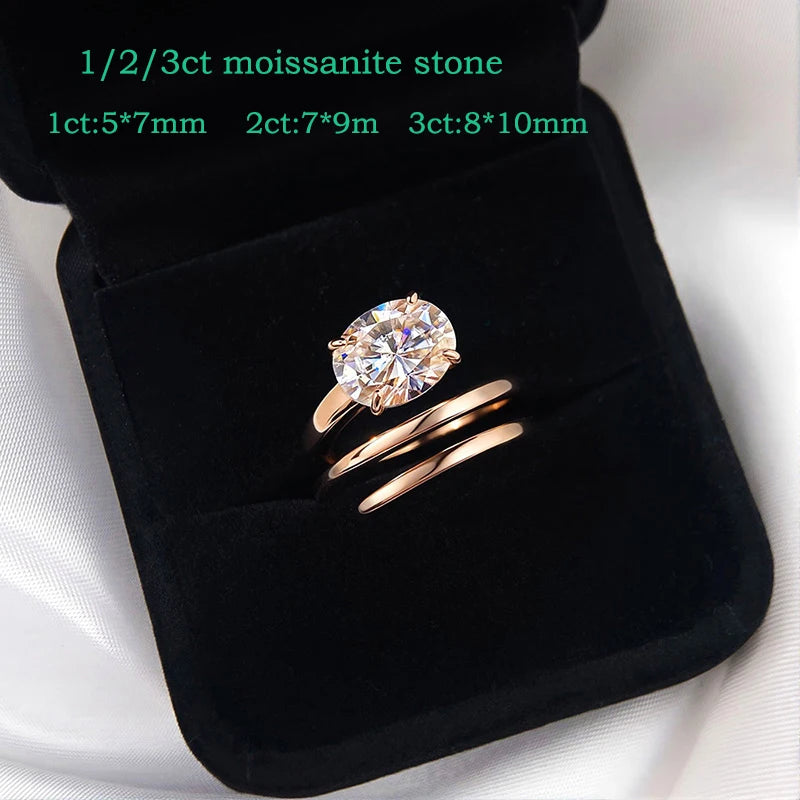 Smyoue 1CT-3CT Certified 14K Plated Moissanite Solitaire Ring Women Wedding Lab Diamond Band Pure 925 Silver 100% Shani Abergel