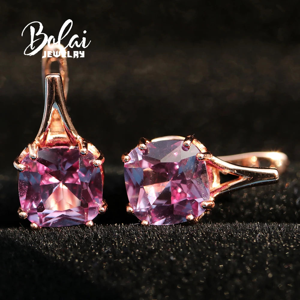 New Created nano Alexander Gemstone 925 sterling silver rose gold earring fashion simple design fine jewelry for women