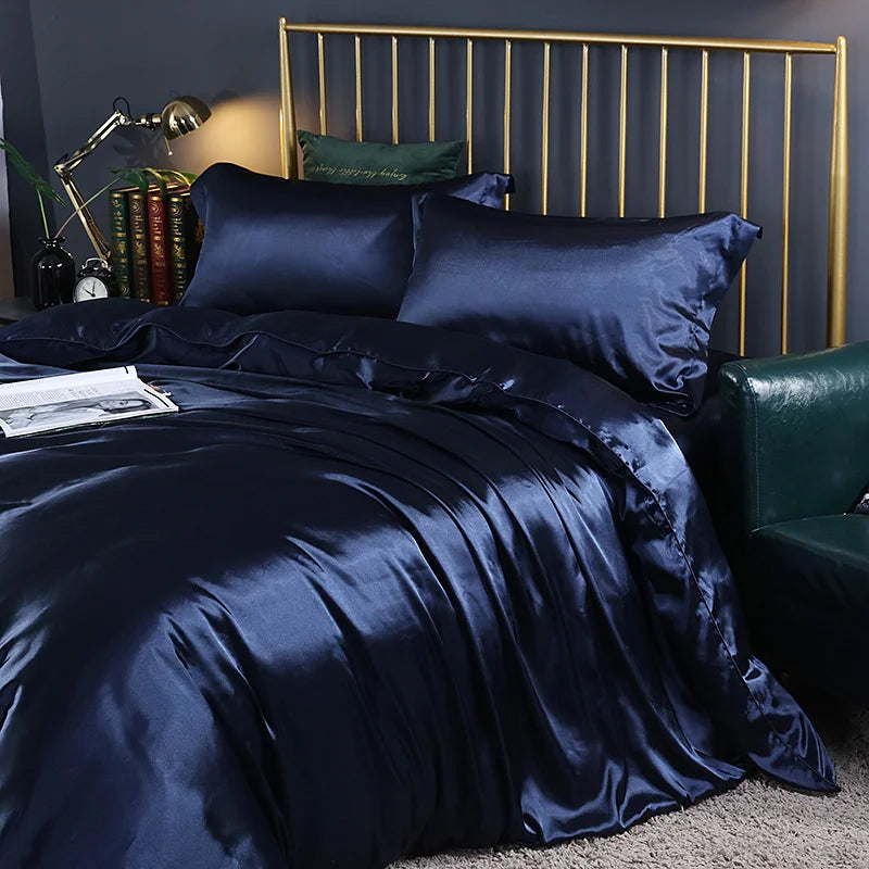 High End Mulberry Silk-Blending Fabric Duvet Cover Set Luxury King Size Bedding Set Silky Quilt Cover and Pillowcase No Sheet