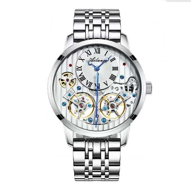 Montre de luxe AILANG pour homme, marque haut de gamme, automatique, lumineuse, noire, double tourbillon, étanche, mécanique, Relogio