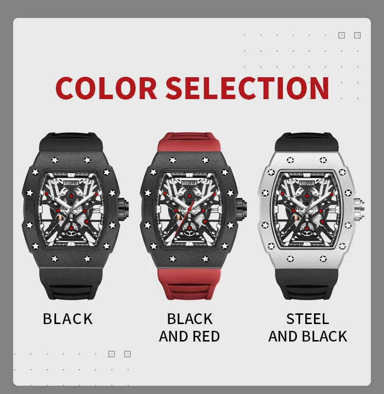 BAOGELA Black Stainless Steel Watch Men Military Sport Analog Quartz Wristwatch with Silicone Strap Luminous Hands Relogio 4147