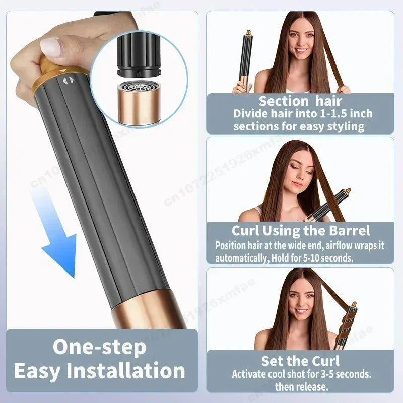 6 in 1 Hair Styler High-Speed Negative Ion Hair Dryer Multi Hair Styler Professional Blow Dryer Brush for Curling Gift for Women