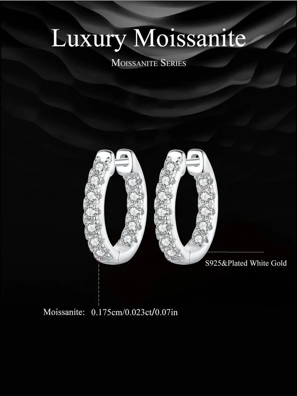 BAMOER Platinum Plated Moissanite Hoop Earrings for Women, D Color Round Cut Lab Diamond 925 Silver Hypoallergenic Earrings