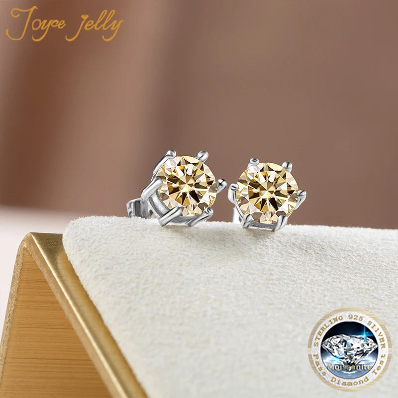 Earrings JoyceJelly Moissanite Jewelry Set With 1CT D Color VVS 3EX moissanite stone pass diamond test Wedding Luxury Fine Jewelry gift