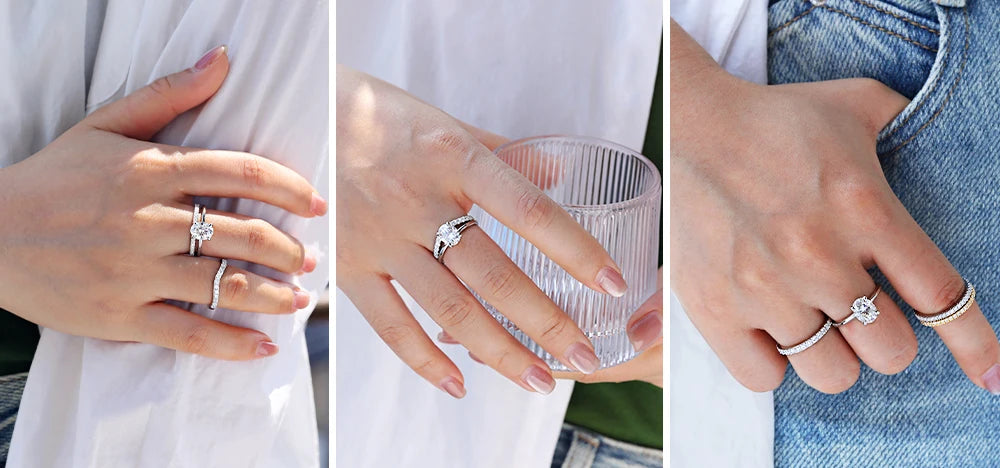 M-JAJA 1/2/3ct Moissanite Ring for Women Oval Cut Bridal Diamond Solitaire Wedding Promise Band 925 Sterling Silver Ring Jewelry