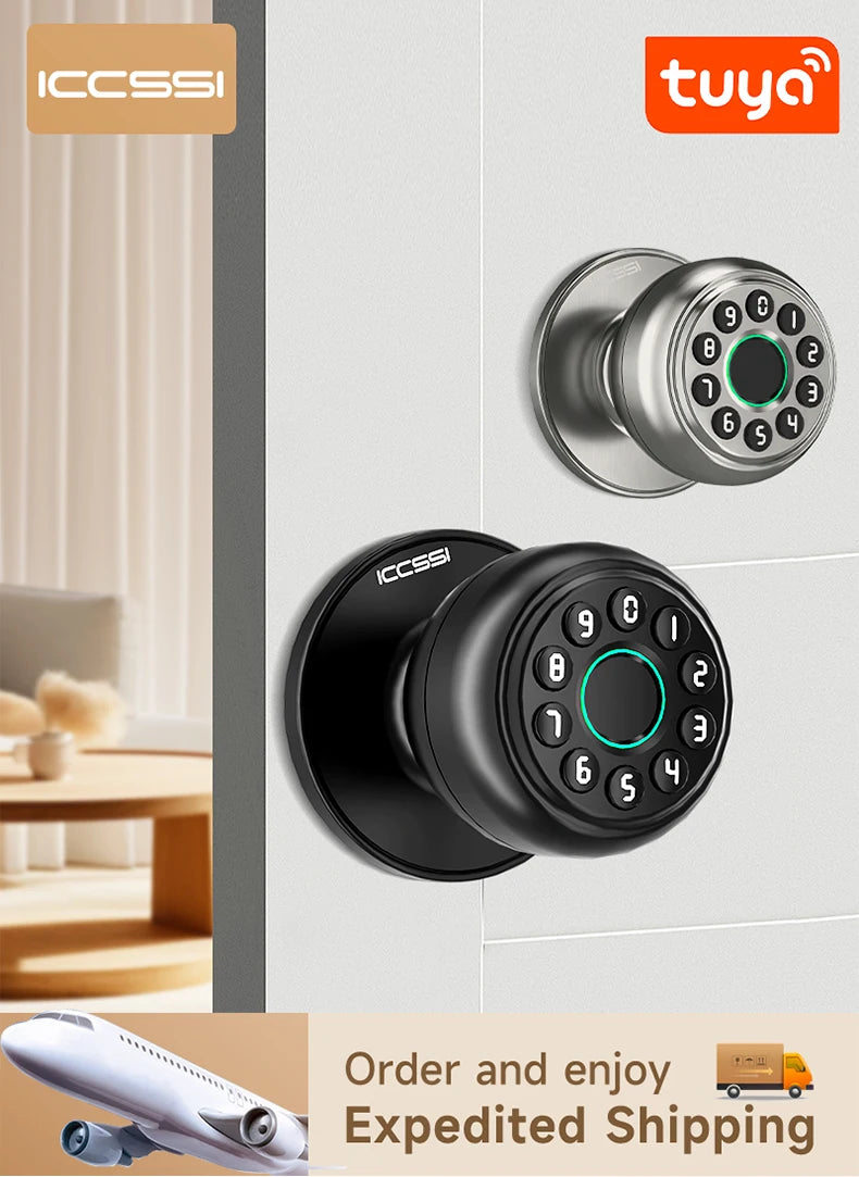 Smart door lock four in one fingerprint password IC card Tuya APP remote unlocking mechanical key suitable for home apartments