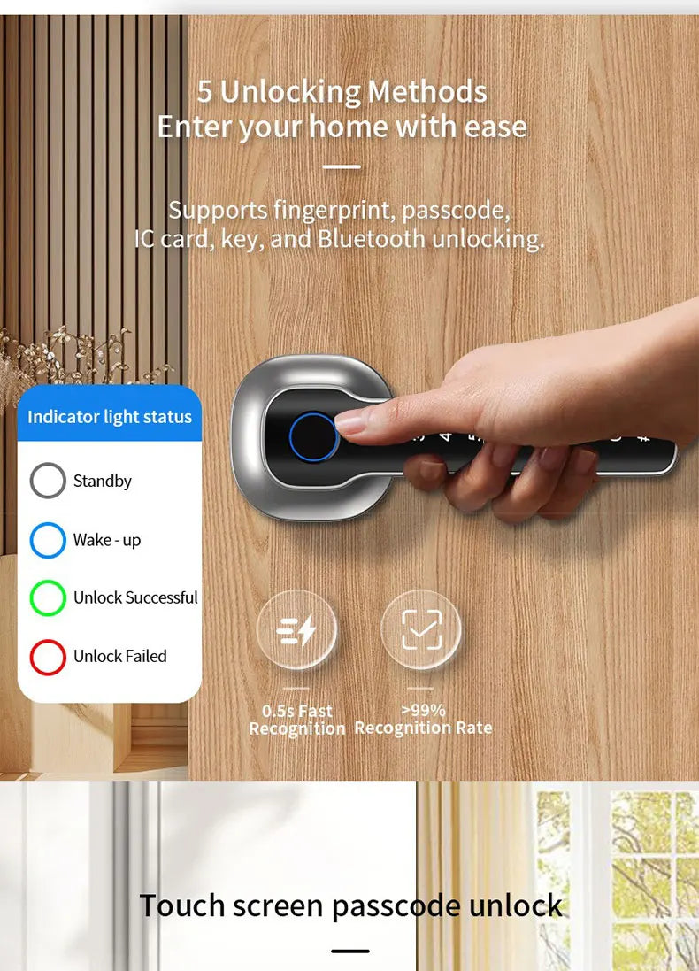 Smart Lock, Suitable for Use in Bedrooms, Garages, Hotels, and Living Rooms, Etc. - A Smart Fingerprint Password Lock