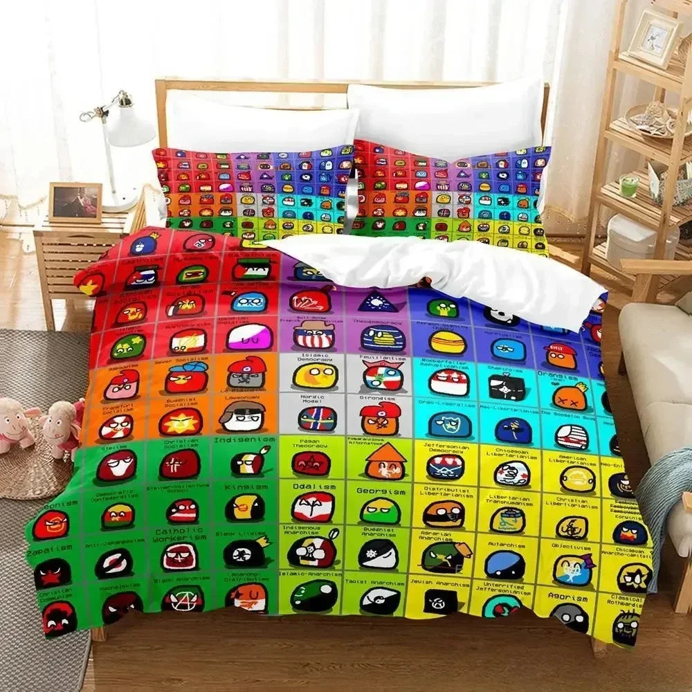 2024 New Countryball Polandballs Bedding Set Single Twin Full Queen King Size Bed Set Adult Kid Bedroom Duvet cover Sets Cartoon