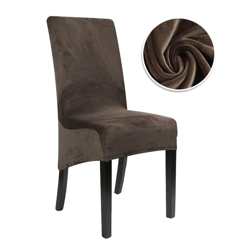 1/2/4/6 Pieces Real Velvet Fabric XL Size Chair Cover Big Size Long Back Europe Style Seat Chair Covers For Restaurant Hotel