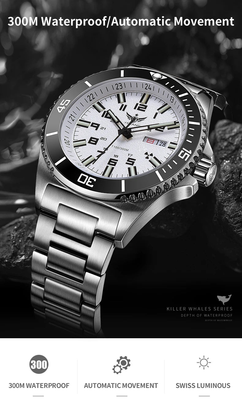 Yelang V1031 Luxury Men Brand Watch 44mm Diver Water Watches Japan 8205 Automatic Mechanical movement Luminous 300M Waterproof