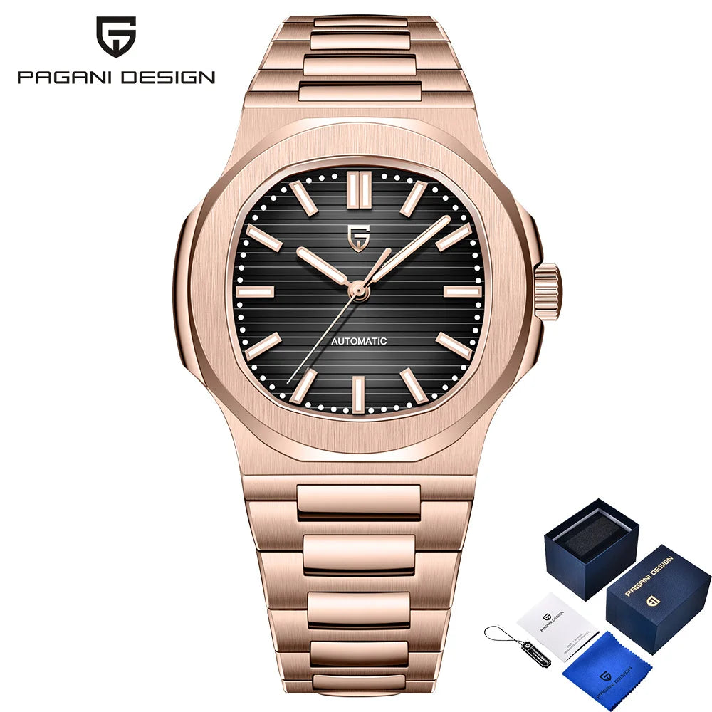 2025latest Pagani design rose gold top luxury automatic men's watch fashion AR Sapphire crystal mechanical watch men's gift10BAR