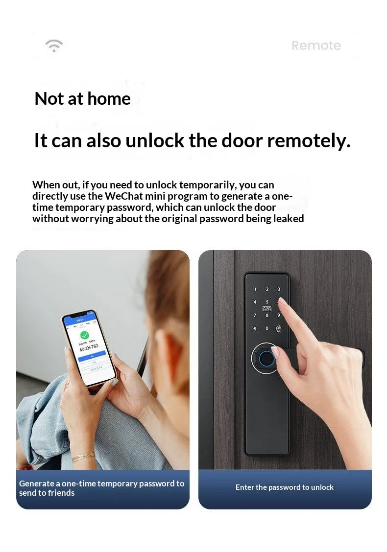 Smart Door Lock No Fingerprint - Password, IC Card & Key Entry. Anti-Theft with High-Decibel Alarm, Anti-EMP (Black Box) Protect