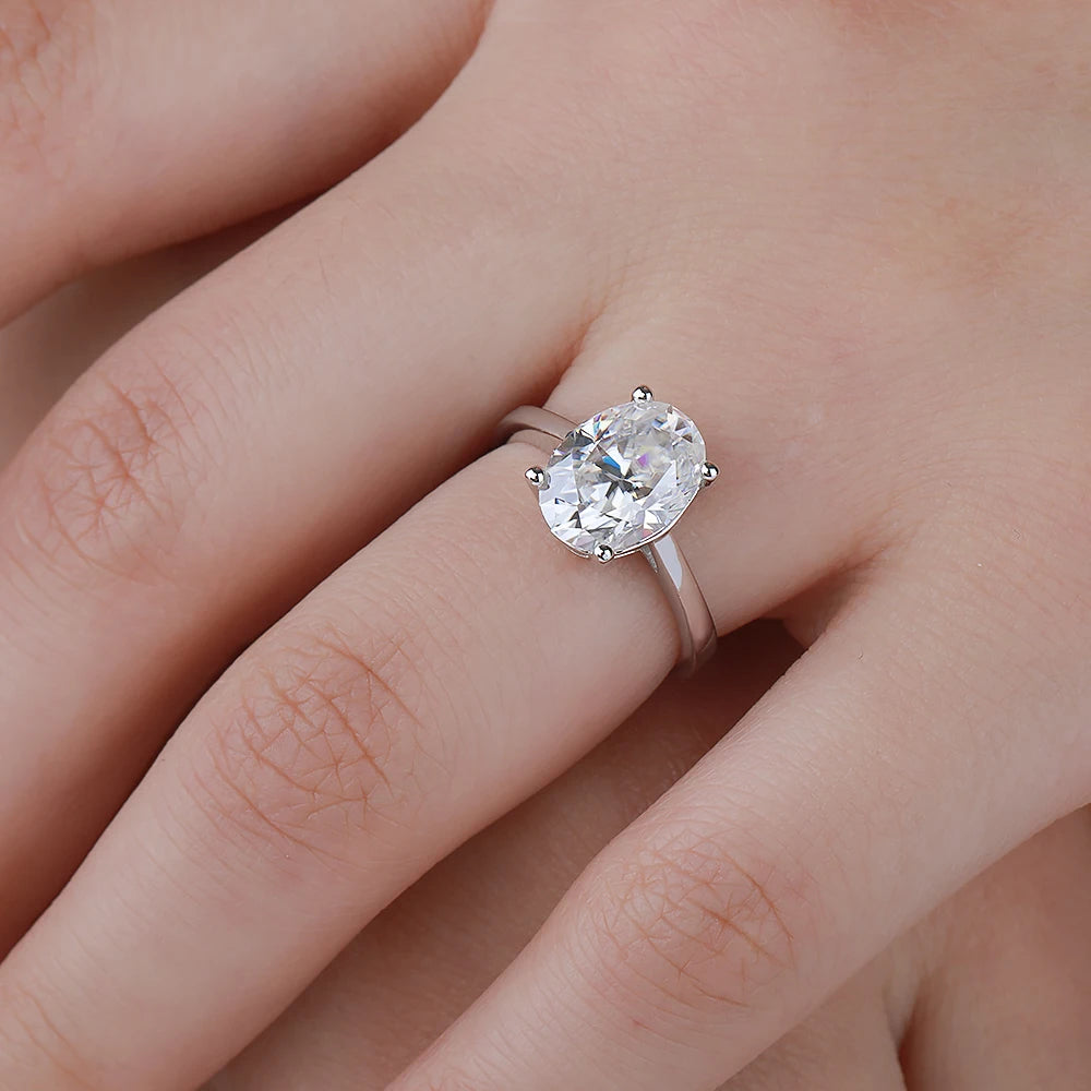 1-4CT Oval Cut Moissanite Rings for Women Sparkling Diamond 925 Sterling Silver Engagement Wedding Band Jewelry With Certificate