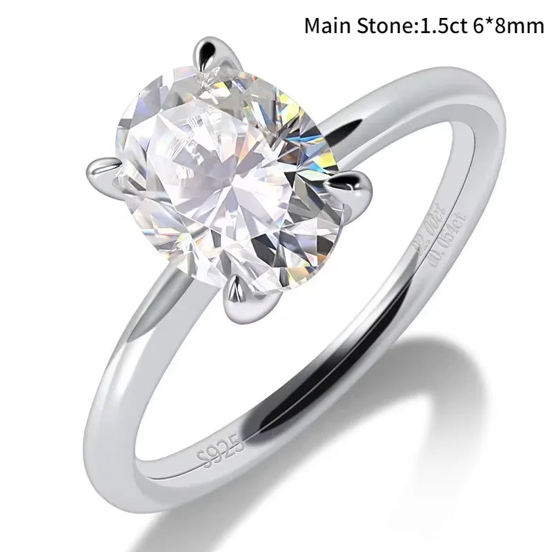 M-JAJA 1/2/3ct Moissanite Ring for Women Oval Cut Bridal Diamond Solitaire Wedding Promise Band 925 Sterling Silver Ring Jewelry