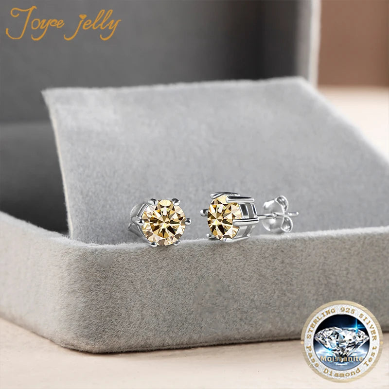 Earrings JoyceJelly Moissanite Jewelry Set With 1CT D Color VVS 3EX moissanite stone pass diamond test Wedding Luxury Fine Jewelry gift