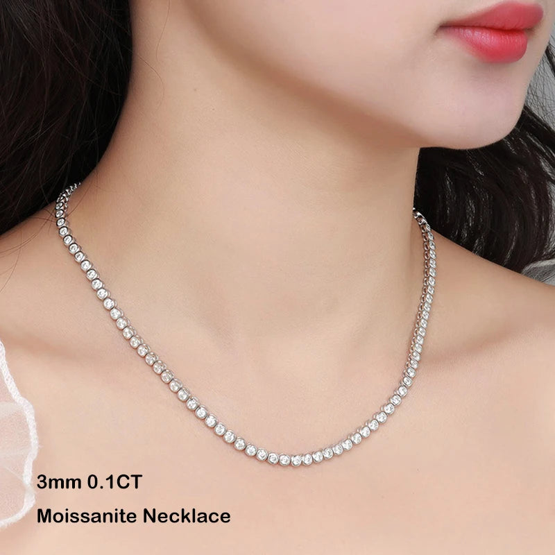 EWYA Sparkling 0.1ct 3mm Moissanite Tennis Bracelet with GRA for Women Party Fine Jewelry S925 Sterling Silver Diamond Bracelets