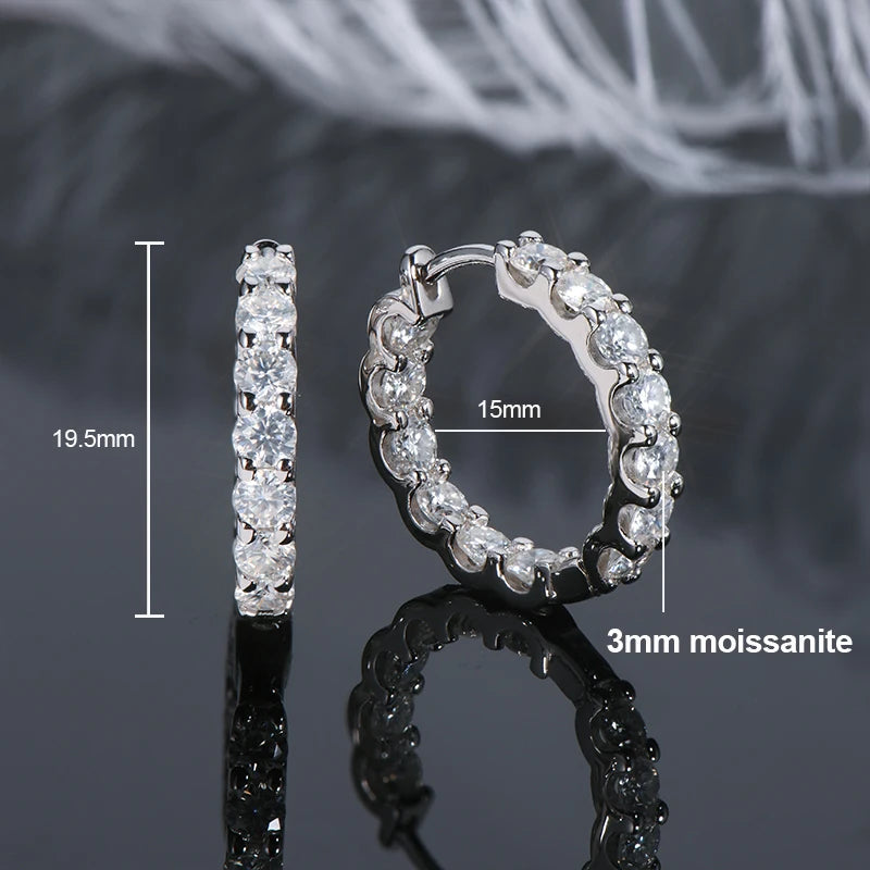 IOGOU Classic Earrings 925 Silver 4mm 3.5mm 2.5mm 3mm Moissanite Diamond Hoop Earrings for Women Wedding Engagement Party Jewel