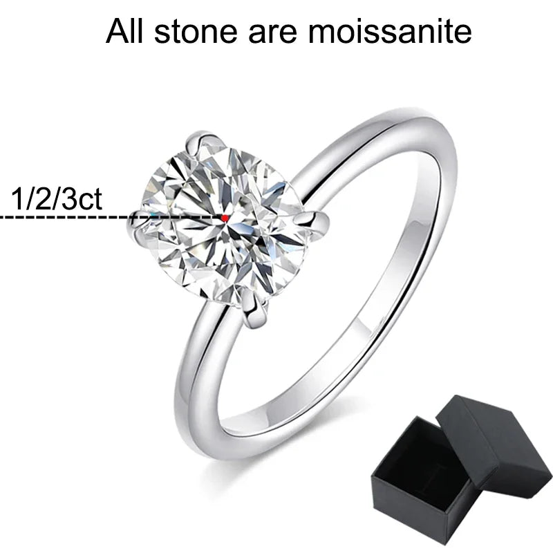 M-JAJA 1/2/3ct Moissanite Ring for Women Oval Cut Bridal Diamond Solitaire Wedding Promise Band 925 Sterling Silver Ring Jewelry