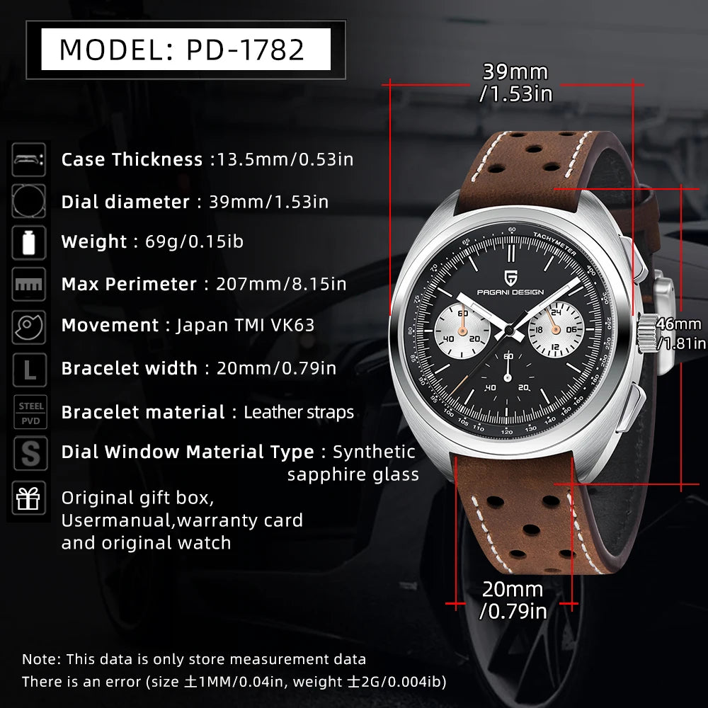 PAGANI DESIGN Men's Watch 2025 New Chronograph Luxury Quartz Watches For Man Gifts BOX Top Sapphire Mirror Sports Wristwatches