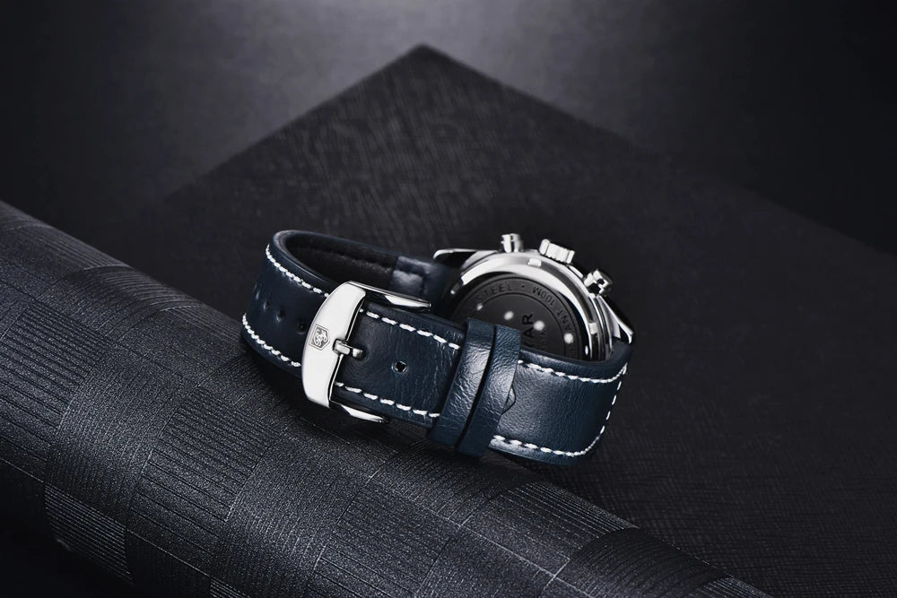 BENYAR Men Quartz Wristwatches Luxury Brand Chronograph Leather Sports Watch For Men Military 100M Waterproof Reloj Hombre 2023