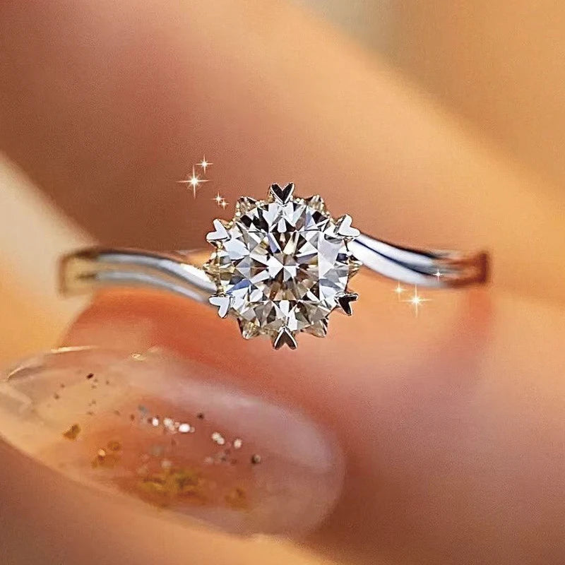 100% Real Moissanite Ring Adjustable Size S925 Sliver D VVS1 Pass Diamond Test Pen GRA Certificate 18K Plating Rings for Women