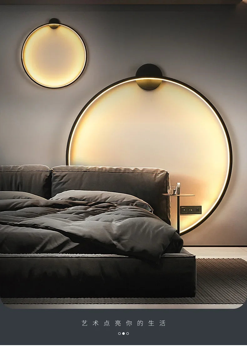 Nordic Minimalist Circle Background LED Wall Lamp Modern livingroom sofa wall lights Hotel Hall Bedside Sconces Light Home decor