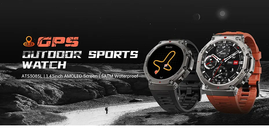Smart Watch For T-Rex 3 GPS Smartwatch AMOLED Touch Screen 5ATM Outdoor Compass Smart Fitness Sport Monitor Men Watch ForXiaomi