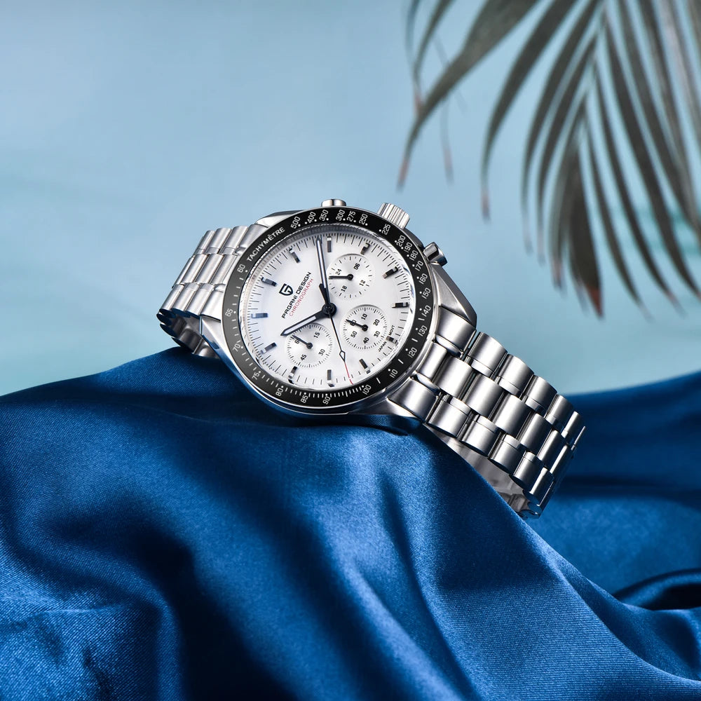 PAGANI DESIGN New Luxury Moon Quartz Watches For Men Stainless steel Luminous waterproof Sports Chronograph Man 2025 Retro Watch
