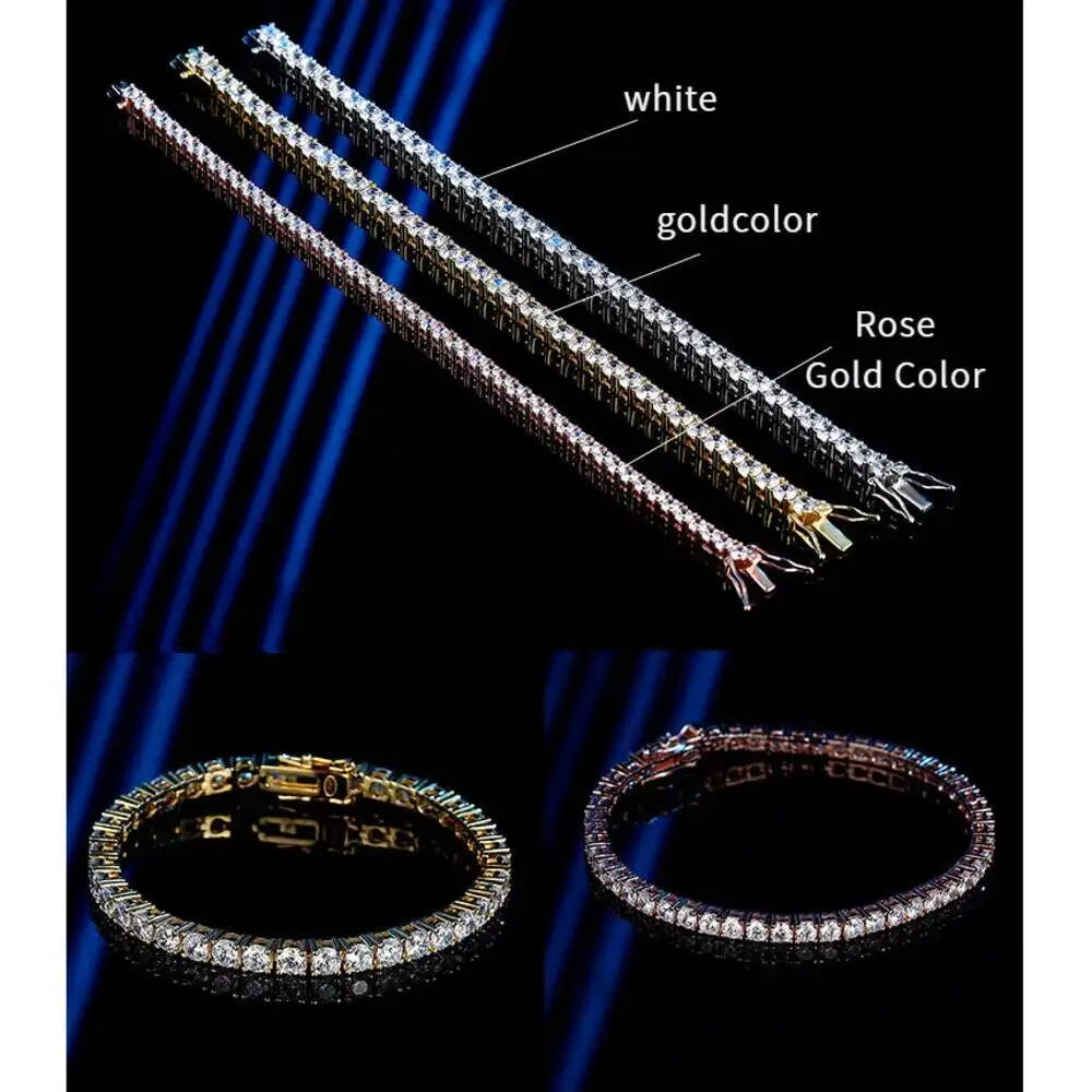 TY D VVS1 Moissanite Tennis Bracelet Original S925 Sterling Sier Plated White Gold With GRA Bracelets For Women Man