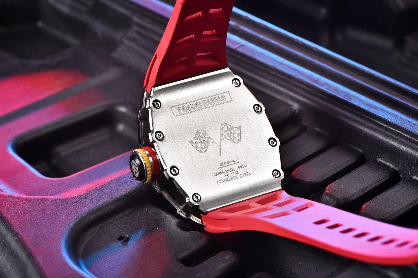 2024 New PAGANI DESIGN Men's Quartz Watches VH65 Movt Skeleton Dial 100M Waterproof Sport Rectangle Sapphire Glass Watch for Men