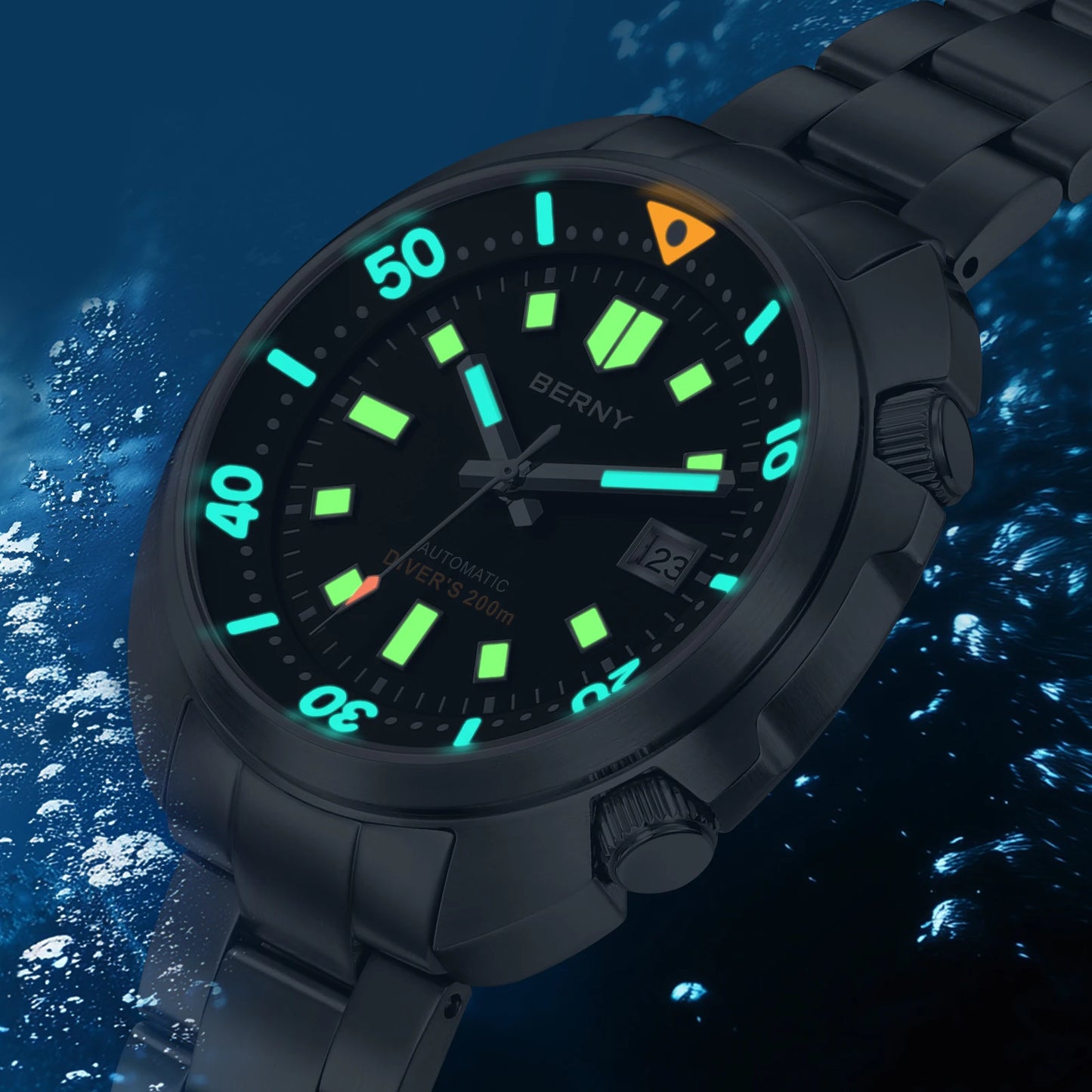BERNY Automatic Compressor Diver Watch for Men Super Luminous Miyota 8215 Sapphire Swim Sport 20ATM Mechanical Men's Dive Watch