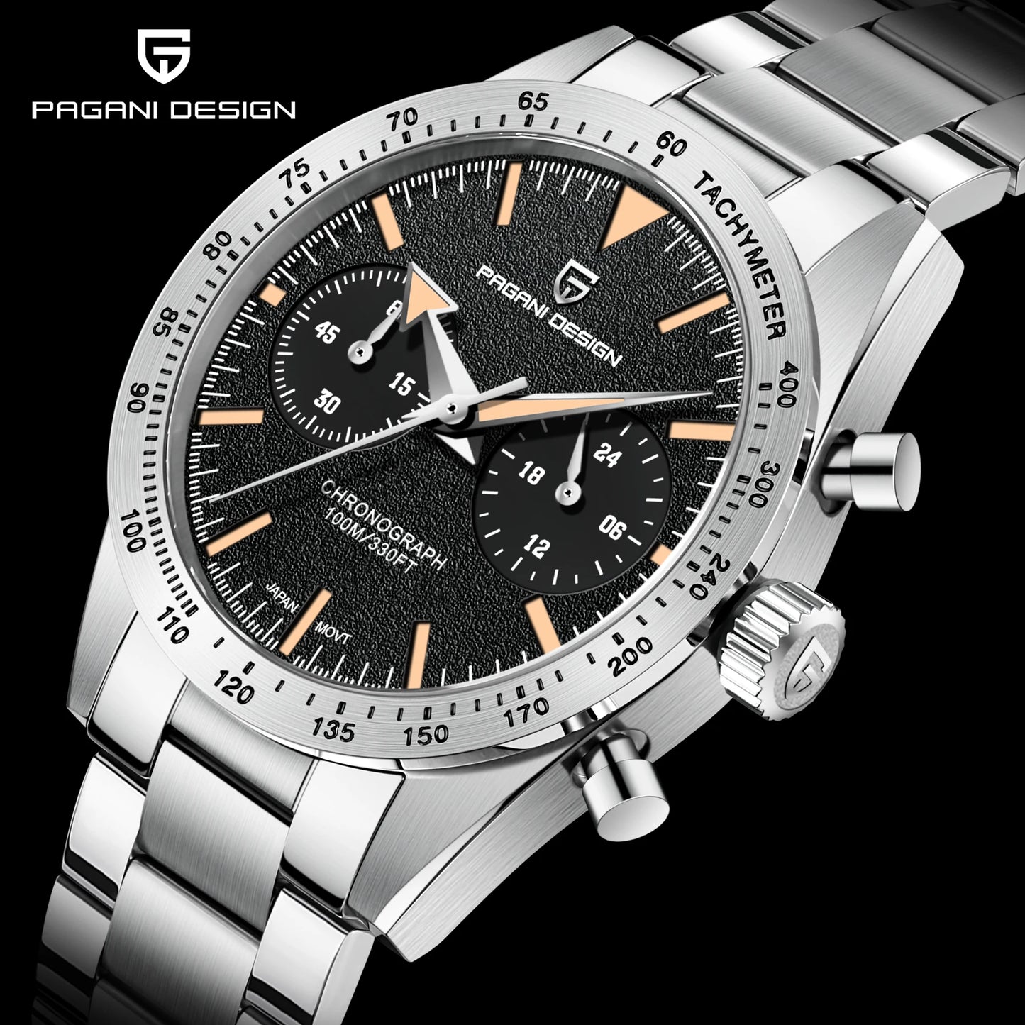 PAGANI DESIGN 2025 New Men's Watches Moon Quartz Watch Men Luxury Sport Waterproof Chronograph AR Sapphire Mirror Luminous Clock