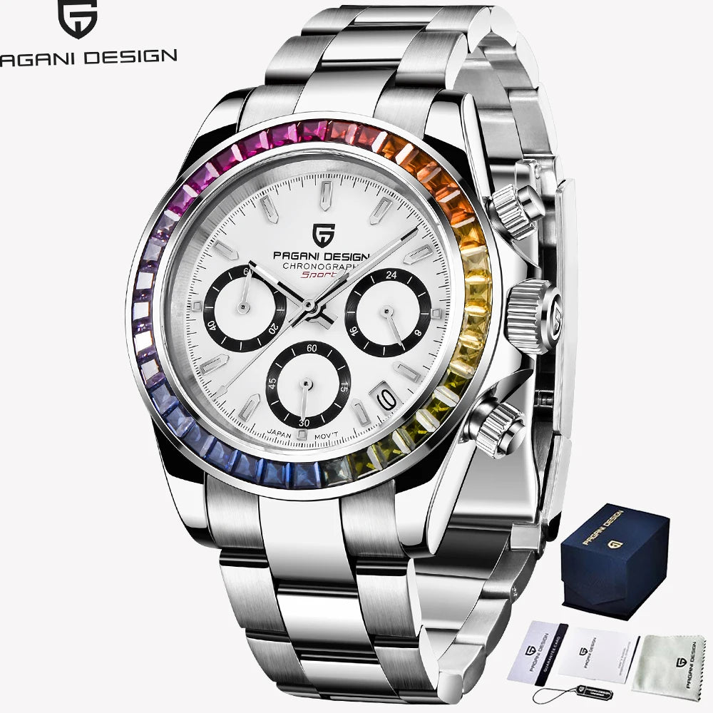2025 New PAGANI DESIGN Rainbow Circle PD1644 Luxury Quartz Watch For Men Automatic Wristwatches Men Sport Waterproof Chronograph