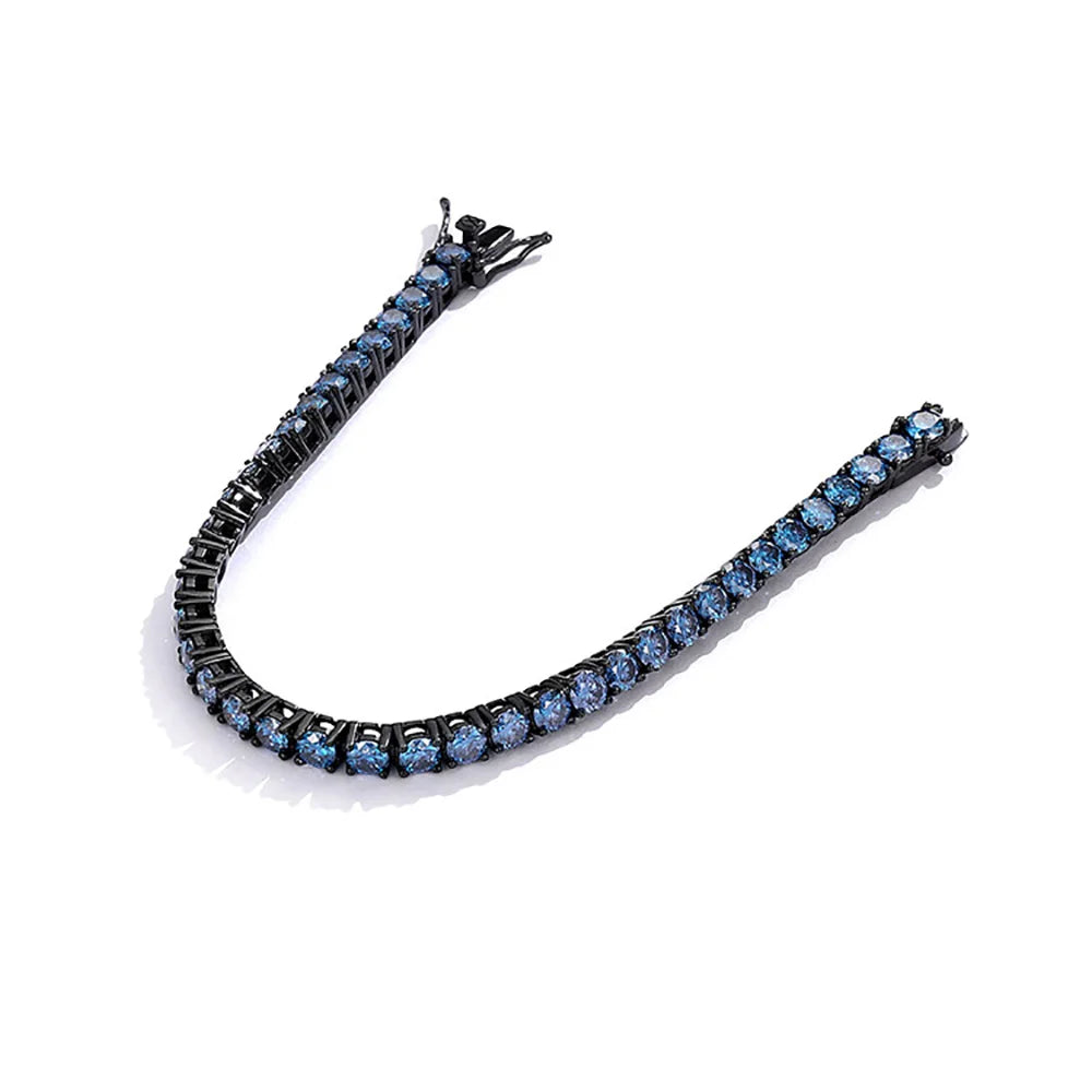 Serenity 3mm 5mm Royal Blue Moissanite Tennis Bracelet Women Man S925 Sterling Silver Bracelet Plated 18K Hand Chain Anniversary