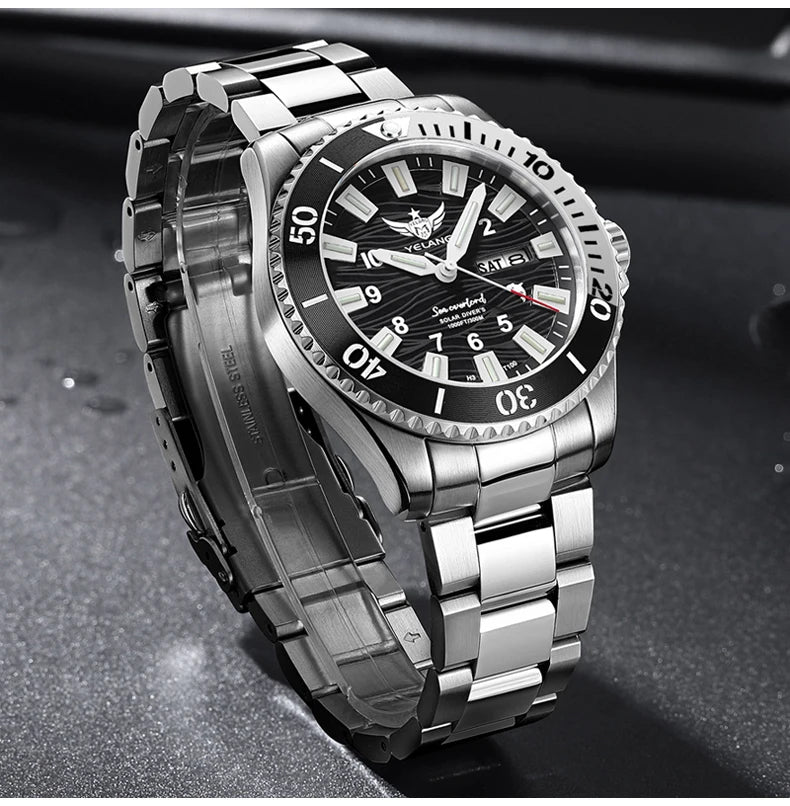 Yelang V1217 300m Diving Solar Watch Japan VS43 Swiss Super Luminous Water Ghost Waterproof Top Sapphire Aluminum Bezel Reloj