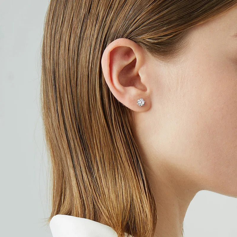 Smyoue 0.1-3CT Certified Moissanite Stud Earring for Women Classic Sparkling Lab Diamond Sterling Silver 925 Jewelry 6-Claws