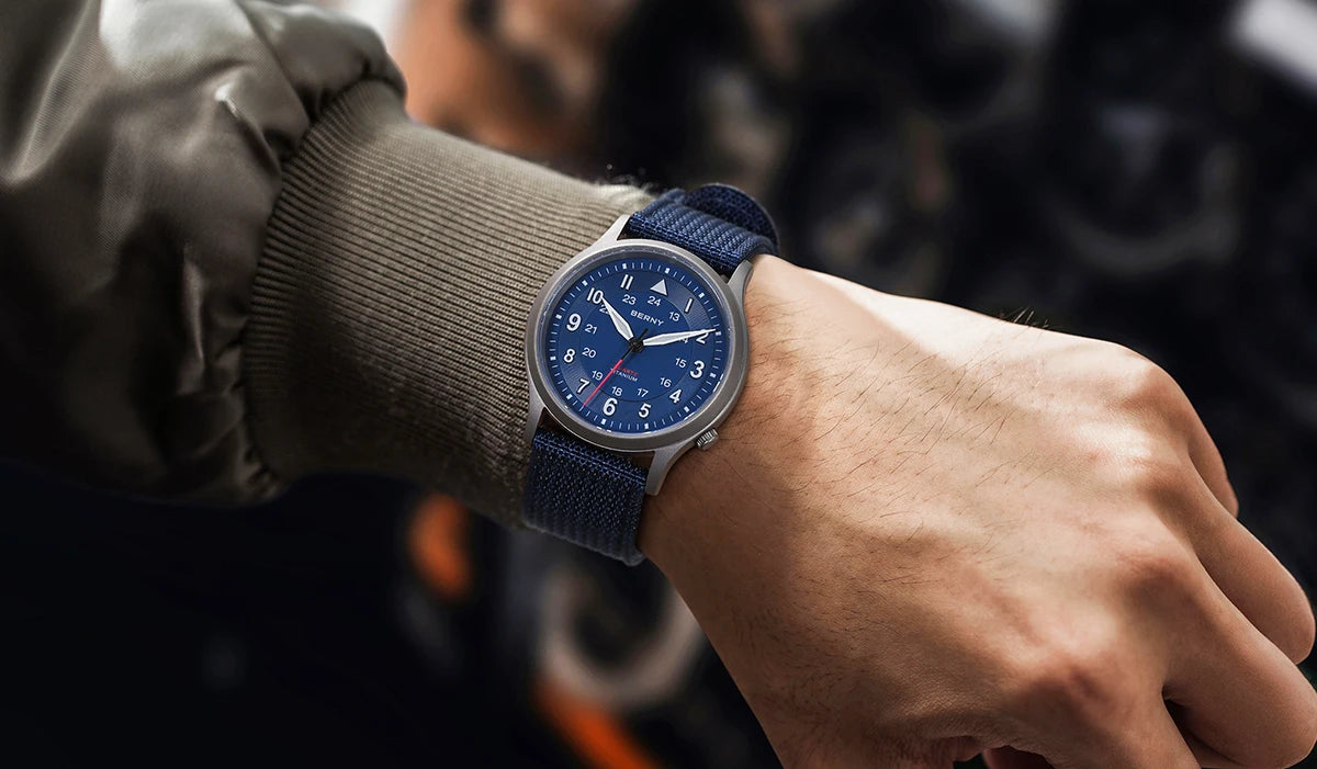 BERNY Full Titanium Watches for Men Outdoor Quartz Men's Field Pilot Wristwatch VH31 Super Luminous Sapphire Easy Read Watch