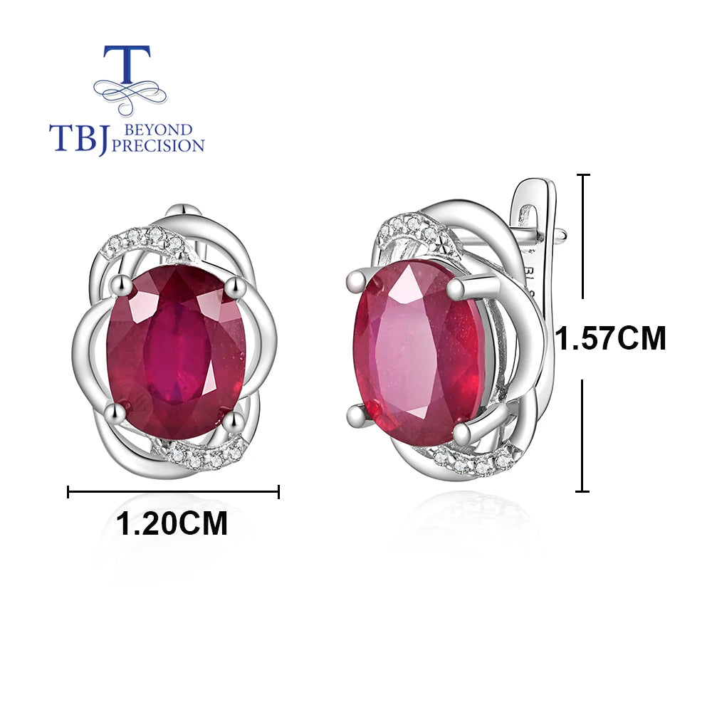 925 Sterling silver light luxury fashion natural filled ruby earrings for women's engagement anniversary gift