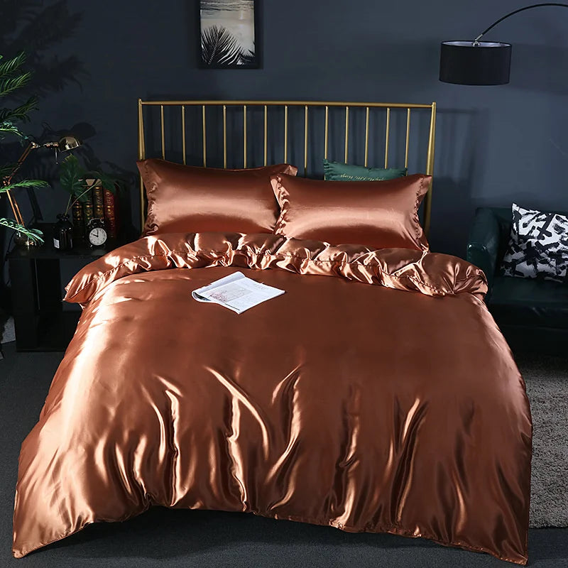 High End Mulberry Silk-Blending Fabric Duvet Cover Set Luxury King Size Bedding Set Silky Quilt Cover and Pillowcase No Sheet