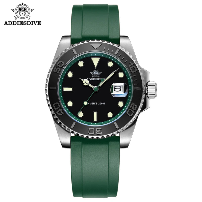ADDIESDIVE 41mm Japan2115 Men's Quartz Watch 200m Waterproof Wristwatch BGW9 Luminous Ceramic Bezel 316 Steel Man Luxury Watches